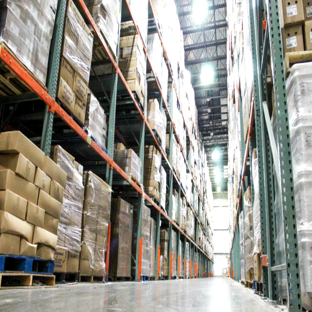 Large warehouse storage with pallets and boxes for seafood export logistics